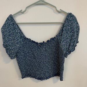 Aerie Blue Floral Crop Top